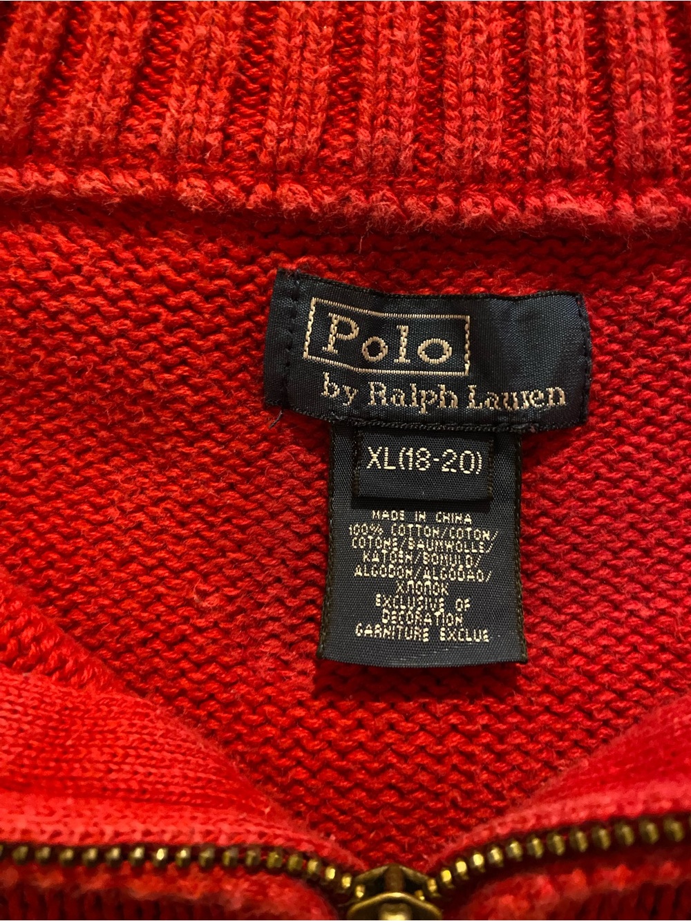 Polo by Ralph Lauren Red Cotton 1/4 Zip Sweater Boys XL 18-20 - Picture 2 of 10